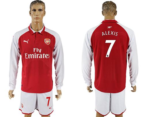 Arsenal #7 Alexis Red Home Long Sleeves Soccer Club Jersey - Click Image to Close